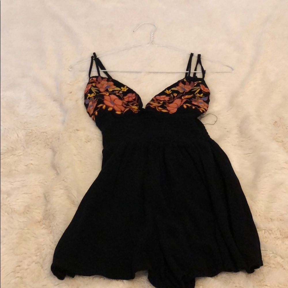 Forever 21 Embroidered Black Romper